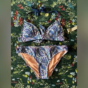 NWT J. Crew Two piece Paisley Print in Blue, Purple,White Size S